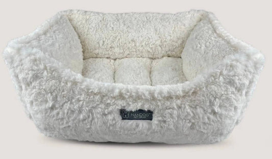 NANDOG Cloud Shaggy Reversible Pet Bed -IVORY