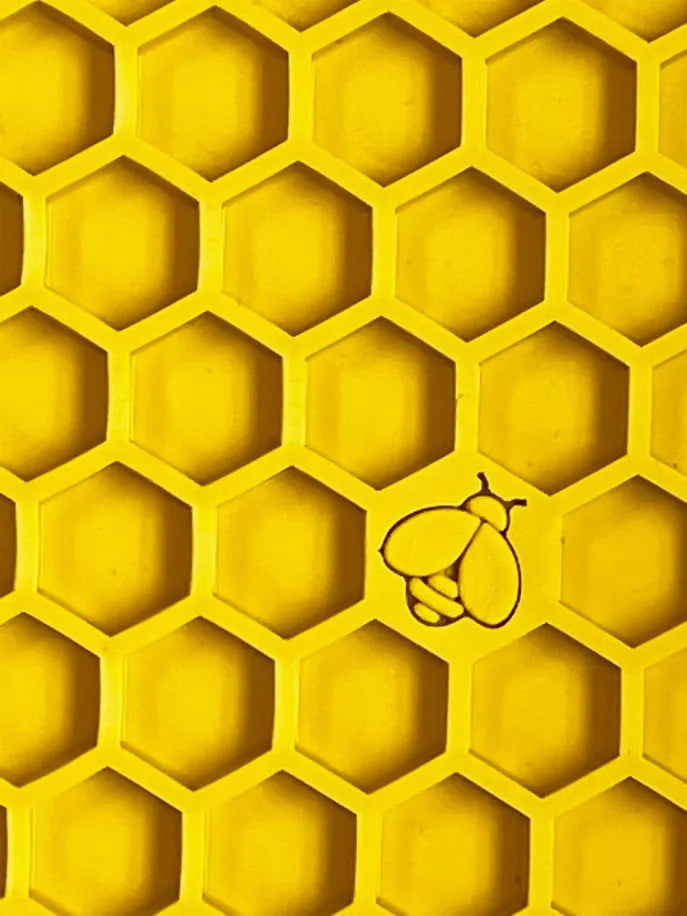 Small Pink Flower Power & Small Yellow Honeycomb eMat Lick Mat Bundle