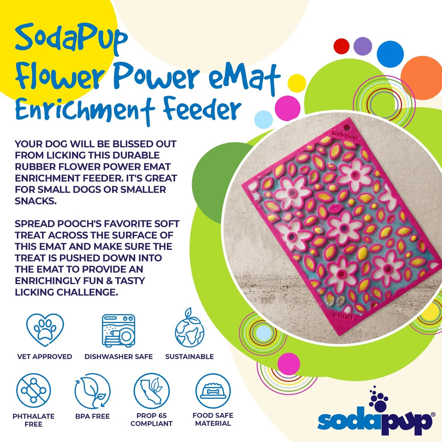 Flower Power emat - Enrichment Lick Mat for Dogs and Cats